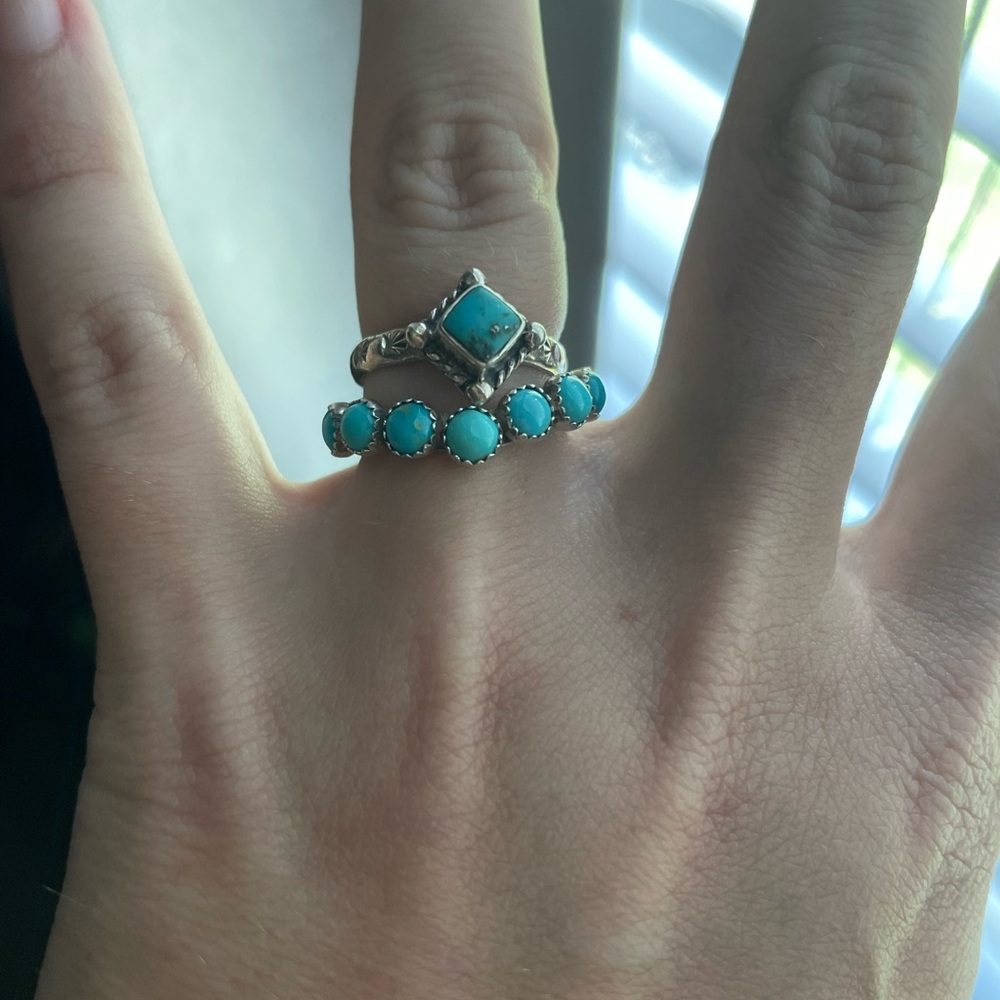 Blue Silver Cluster Ring